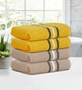 Yellow & Beige Cotton Solid 380 GSM Hand Towels (Set of 4)