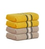 Yellow & Beige Cotton Solid 380 GSM Hand Towels (Set of 4)