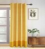 Yellow Cotton Solid 7ft Blackout Rod Pocket Door Curtain (1 Pc)