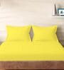 Yellow Cotton Solid 210TC Plain Set of 2 Pillow Covers