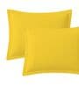 Yellow Cotton Solid 210TC Plain Set of 2 Pillow Covers