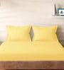 Yellow Cotton Solid 210TC Plain Set of 2 Pillow Covers