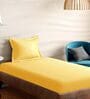 Yellow Cotton Solid 210TC Plain Single Bedsheet with 1 Pillow Cover