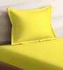 Yellow Cotton Solid 210TC Plain Single Bedsheet with 1 Pillow Cover