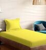 Yellow Cotton Solid 210TC Plain Single Bedsheet with 1 Pillow Cover