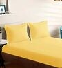 Yellow Cotton Solid 210TC Plain Super King Bedsheet with 2 Pillow Covers
