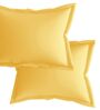 Yellow Cotton Solid 210TC Plain Super King Bedsheet with 2 Pillow Covers