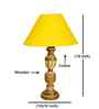 Yellow Cotton Table Lamp With  Wood  Base 10X19 Inches