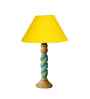 Yellow Cotton Table Lamp With  Wood  Base 10X19 Inches
