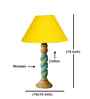 Yellow Cotton Table Lamp With  Wood  Base 10X19 Inches