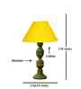 Yellow Cotton Table Lamp With  Wood  Base 10X19 Inches