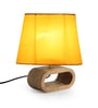 Yellow cotton table lamp with  Wood Natural base (7x12 inches)