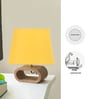 Yellow cotton table lamp with  Wood Natural base (7x12 inches)
