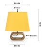 Yellow cotton table lamp with  Wood Natural base (7x12 inches)