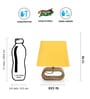 Yellow cotton table lamp with  Wood Natural base (7x12 inches)