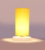 Yellow Cotton table lamp with White wood base -8