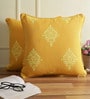 Yellow Traditional Cotton 18x18 Inches Cushion Covers (Set of 2)