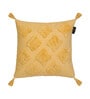 Yellow Textured Geometric Cotton 16 x 16 Inches Cushion Covers (Set of 2)