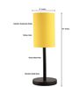 Yellow Cylinder Fabric Shade Table Lamp, Minimalist Bedside Lamp with Metal Base for Bedroom, Living Room & Study