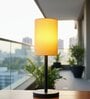 Yellow Cylinder Fabric Shade Table Lamp, Minimalist Bedside Lamp with Metal Base for Bedroom, Living Room & Study