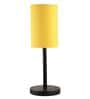 Yellow Cylinder Fabric Shade Table Lamp, Minimalist Bedside Lamp with Metal Base for Bedroom, Living Room & Study