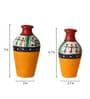 Yellow Earthenware Terracotta Handpainted Flower Vase, Set of 2