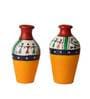 Yellow Earthenware Terracotta Handpainted Flower Vase, Set of 2