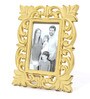 Yellow Engineered Wood Table Top Wooden Carved Square Photo Frame