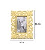 Yellow Engineered Wood Table Top Wooden Carved Square Photo Frame
