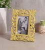 Yellow Engineered Wood Table Top Wooden Carved Square Photo Frame