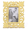 Yellow Engineered Wood Table Top Wooden Carved Square Photo Frame