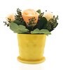 Fabric Yellow Flower Bunch With Ceramic Pot