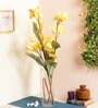 Yellow Fabric Artificial Frangipani Flower Stick, Set of 2