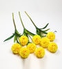 Yellow Fabric Decorative Artificial BallMum Flowers Set of 3