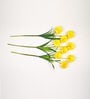 Yellow Fabric Decorative Artificial BallMum Flowers Set of 3