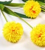 Yellow Fabric Decorative Artificial BallMum Flowers Set of 2
