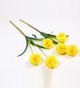 Yellow Fabric Decorative Artificial BallMum Flowers Set of 2