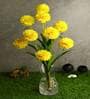 Yellow Fabric Decorative Artificial BallMum Flowers Set of 3