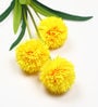 Yellow Fabric Decorative Artificial BallMum Flowers Set of 3