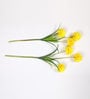 Yellow Fabric Decorative Artificial BallMum Flowers Set of 2