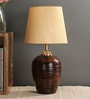 Jumilla Yellow Fabric Shade Night Lamp With Teracotta Base