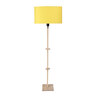 Traditional Yellow Fabric Shade Club Floor Lamp With Wood Base
