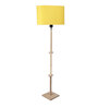 Traditional Yellow Fabric Shade Club Floor Lamp With Wood Base