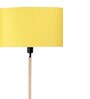 Traditional Yellow Fabric Shade Club Floor Lamp With Wood Base