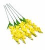 Yellow Fabric Orchid Artificial Flower Pack of 5