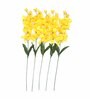 Yellow Fabric Orchid Stone Artificial Flowers