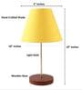 Yellow Fabric Shade Table Lamp, Brown Wooden Base Bedside & Desk Light for Bedroom, Living Room & Home Decor