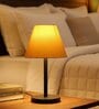Yellow Fabric Shade Table Lamp, Minimalist Bedside Lamp with Metal Base for Bedroom, Living Room & Study