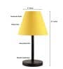 Yellow Fabric Shade Table Lamp, Minimalist Bedside Lamp with Metal Base for Bedroom, Living Room & Study