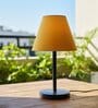 Yellow Fabric Shade Table Lamp, Minimalist Bedside Lamp with Metal Base for Bedroom, Living Room & Study